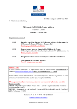 H&ocirc;tel de Matignon, le 15 f&eacute;vrier 2017 A l`attention