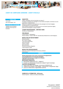 Formacode : 42679 - Code Rome : G1303 AGENT