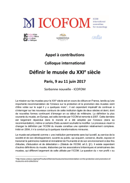Appel a communication D&eacute;finir le mus&eacute;e 2017