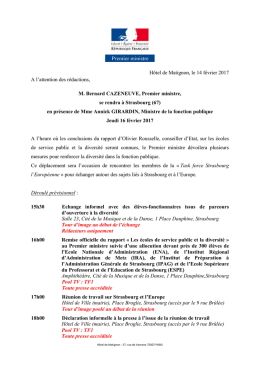 Hôtel de Matignon, le 14 février 2017 A l`attention