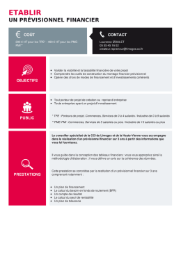 Etablir un pr&eacute;visionnel financier - CCI Limoges et Haute