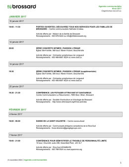 Agenda communautaire | Hiver 2017