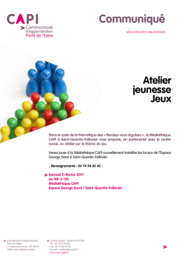 Atelier jeunesse – Jeux - Mairie de L`Isle d`Abeau