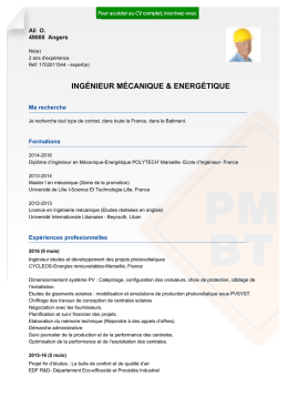 Recrutement CV INGÉNIEUR MÉCANIQUE