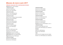 Messes de mars à juin 2017