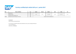 Termíny certifikačných skúšok SAP pre 1. polrok 2017