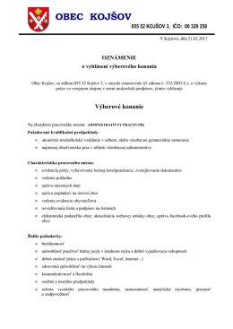Výberové konanie - administratívny pracovník 21.02