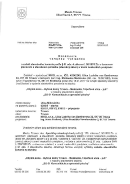 "Obytn&aacute; s&uacute;bor - bytov&eacute; domy s polyfunkciou, Mikov&iacute;niho