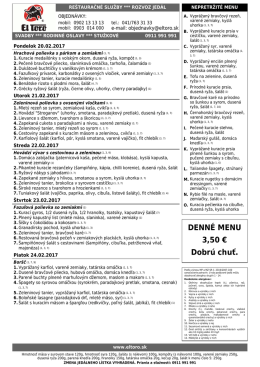 DENNÉ MENU 3,50 € Dobrú chuť.