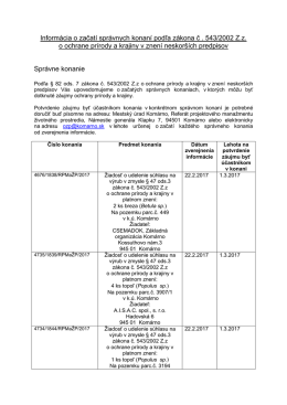 Inform&aacute;cia o začat&iacute; spr&aacute;vnych konan&iacute; podľa z&aacute;kona č