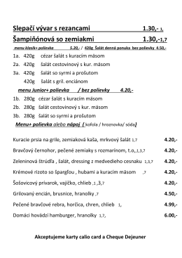 1.30,- 1 Fazuľová biela na kyslo 1.30,- 1, 7