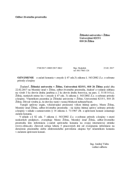 Odbor životného prostredia Žilinská univerzita v Žiline