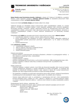 Výberové konanie - odborní asistenti na KD FU