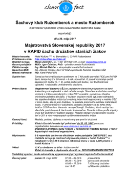 Šachový klub Ružomberok a Mesto Ružomberok