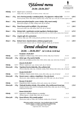 Obedové menu - Hotel Bonaparte