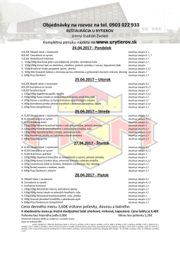 Objedn&aacute;vky na rozvoz na tel. 0903 022 933