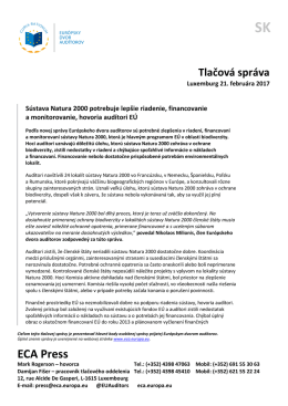 SR Natura 2000 - Press Release