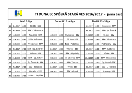 Rozpis zápasov TJ DUNAJEC - jar 2016/2017