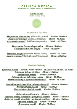 Cenník - Clinica Medica