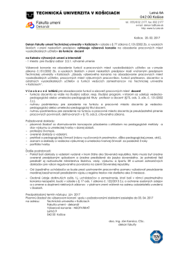 Výberové konanie - docent na KVUaI FU