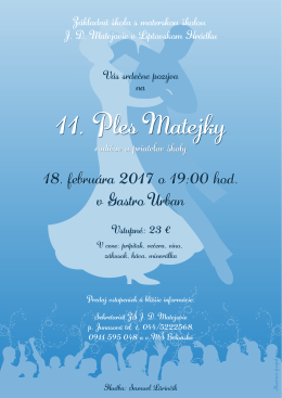 11. Ples Matejky - Z&aacute;kladn&aacute; &scaron;kola s materskou &scaron;kolou