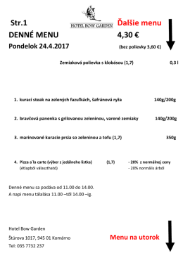 Str.1 Ďal&scaron;ie menu DENN&Eacute; MENU 4,30