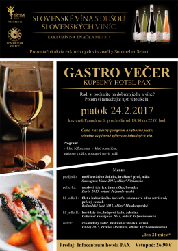 Gastro večer v Pax Panor&aacute;ma