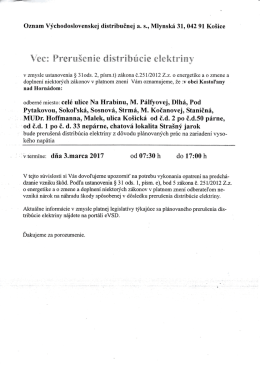 Preru&scaron;enie distrib&uacute;cie elektriny 3.3.2017
