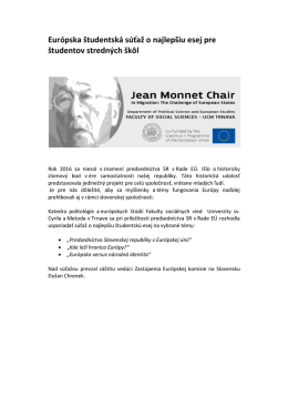 Eur&oacute;pska &scaron;tudentsk&aacute; s&uacute;ťaž o najlep&scaron;iu esej pre &scaron;tudentov stredn&yacute;ch