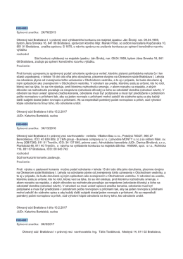 Okresnę s&uacute;d Bratislava I v pr&aacute;vnej veci navrhovateĐa: Ing