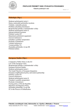 Katedra politických vied (Politológia, European Studies)