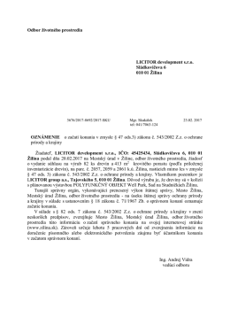 Odbor životného prostredia LICITOR development sro