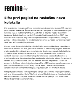 Elfs: prvi pogled na raskošnu novu kolekciju