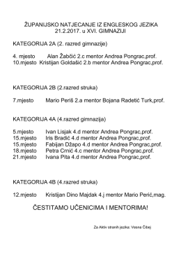 ŽUPANIJSKO NATJECANJE IZ ENGLESKOG JEZIKA