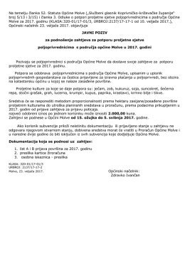 Javni poziv za podno&scaron;enje zahtjeva za potporu