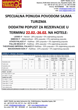 specijalna ponuda povodom sajma turizma dodatni popust za