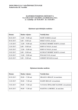 Raspored posebnog dežurstva za opću i dentalnu medicinu