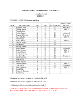 vanredni studenti 18.2.2017. STUDIJSKI PROGRAM: Zdravstvena