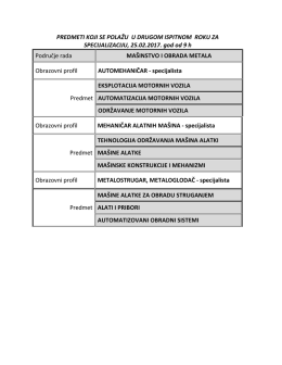 PREDMETI KOJI SE POLAŽU U DRUGOM ISPITNOM ROKU ZA