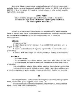 Javni poziv za podnošenje zahtjeva za odobravanje pomoći za