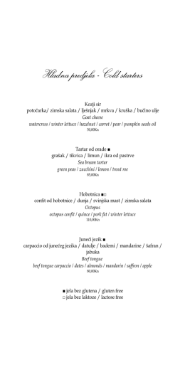 Hladna predjela - Cold starters