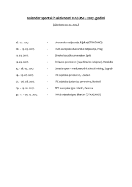 Kalendar sportskih aktivnosti HASOSI u 2017. godini