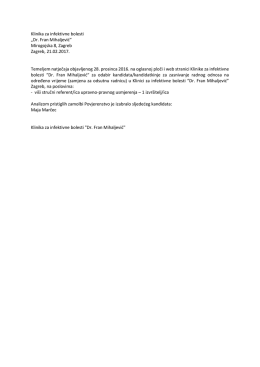 Rezultat natječaja - Klinika za infektivne bolesti