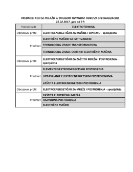 Područje rada: ELEKTROTEHNIKA