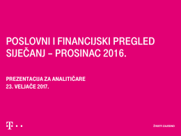 POSLOVNI I FINANCIJSKI PREGLED SIJEČANJ – PROSINAC 2016.