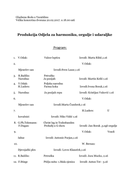 Produkcija Odjela za harmoniku, orgulje i udaraljke Program: