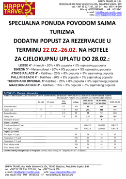specijalna ponuda povodom sajma turizma dodatni popust za
