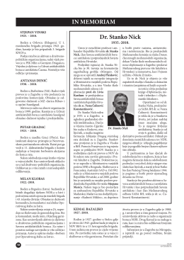 IN MEMORIAM Dr. Stanko Nick