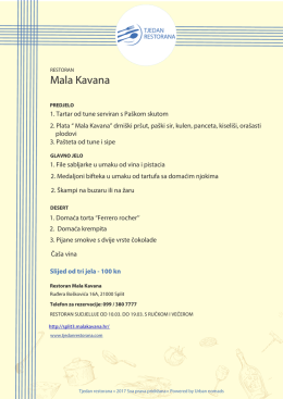 Mala Kavana - Tjedan restorana