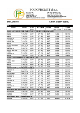 STIHL UREĐAJI CJENIK ZA 2017. GODINU PILE HOBI MOTORNE